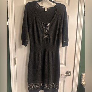 American Rag Charcoal Knit Dress with Beaded Accents